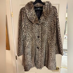Leopard Print Faux Fur Coat